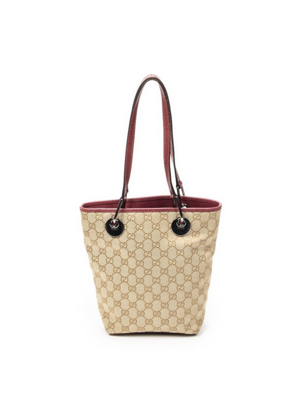 Gucci Small Eclipse Shopping Beige Red GG Canvas Messenger Bag